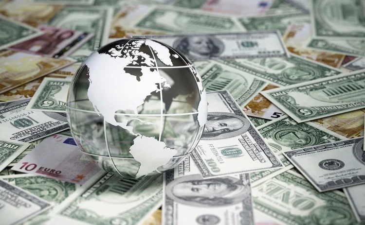 US dollars and globe