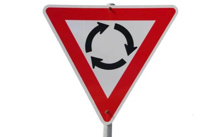 A roundabout sign