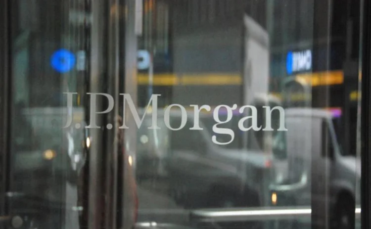 JP Morgan sign on window in New York